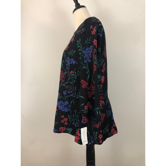 Charter club 1X Blouse Peplum Floral black Top NEW - Picture 5 of 7